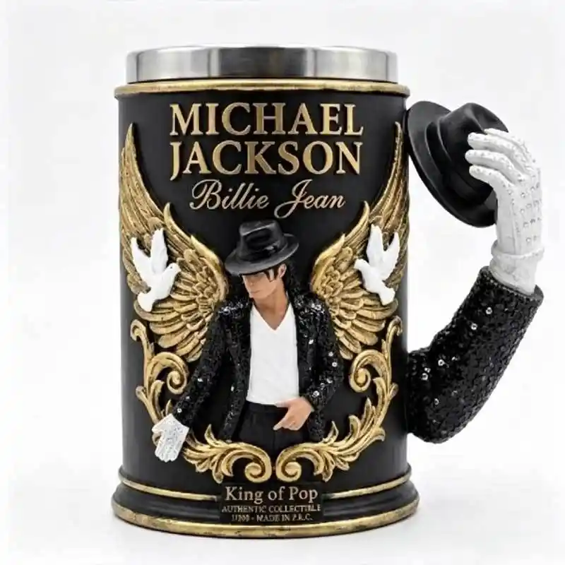 Michael Jackson King of Pop 3D Sculpted Resin Stainless Steel Coffee Mug Collectible